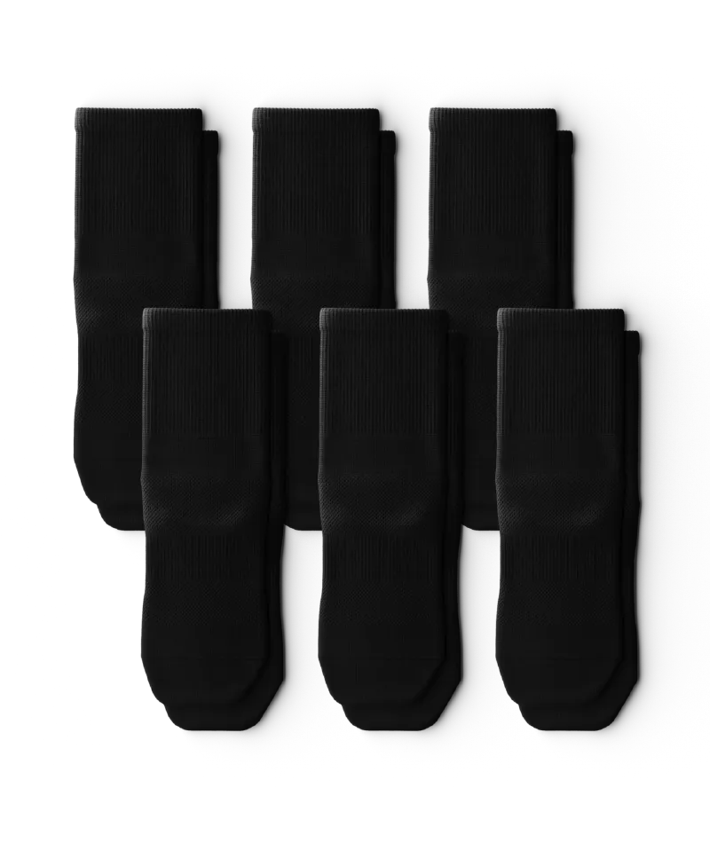 Flagship Black Athletic Quarter Socks V1 6-Pack