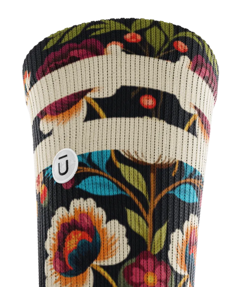 Midnight Flora Athletic Crew Socks