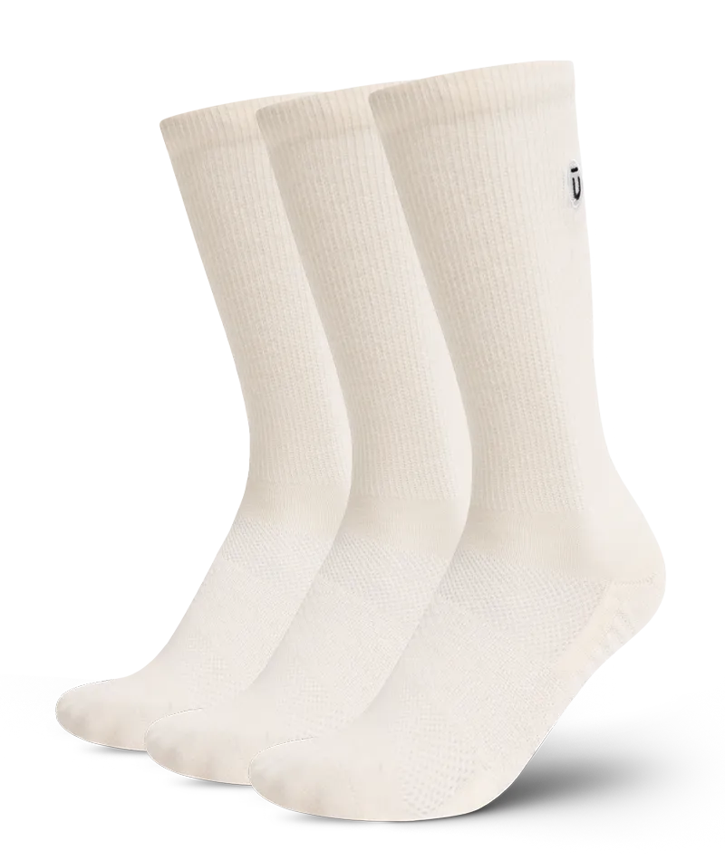Flagship Off White Merino Wool Lite Crew Socks 3-Pack
