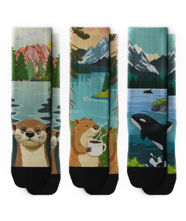 Pacific Wild Athletic Crew Socks 3-Pack
