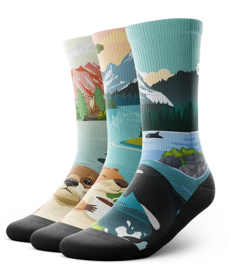 Pacific Wild Athletic Crew Socks 3-Pack