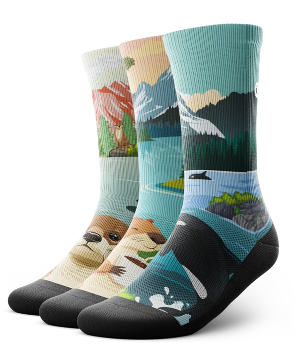 Pacific Wild Athletic Crew Socks 3-Pack