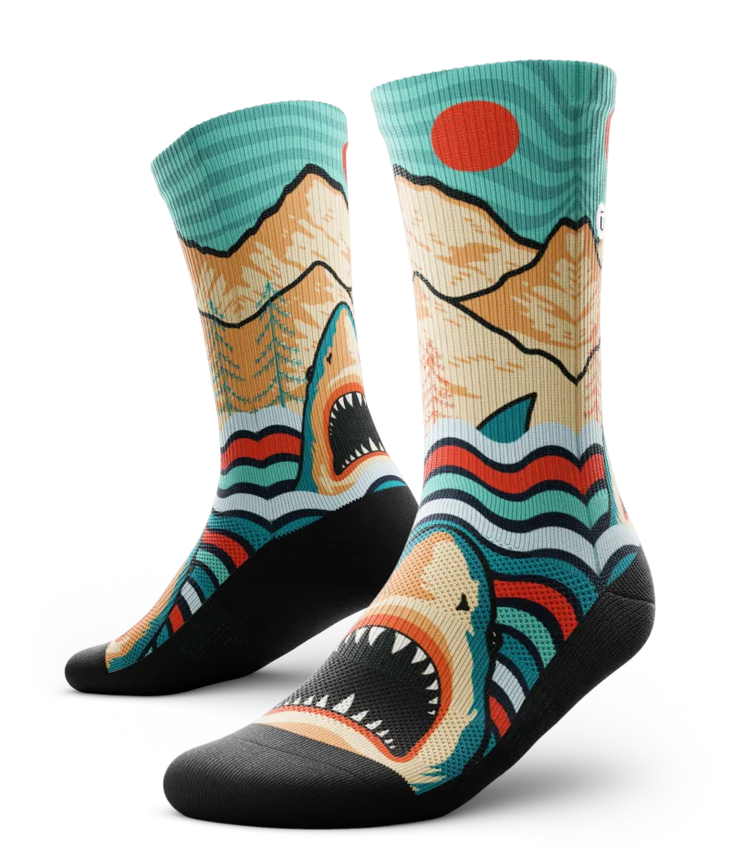 Retro Jaws Athletic Crew Socks