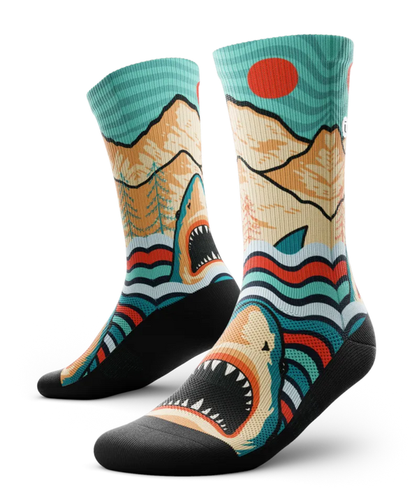 Retro Jaws Athletic Crew Socks