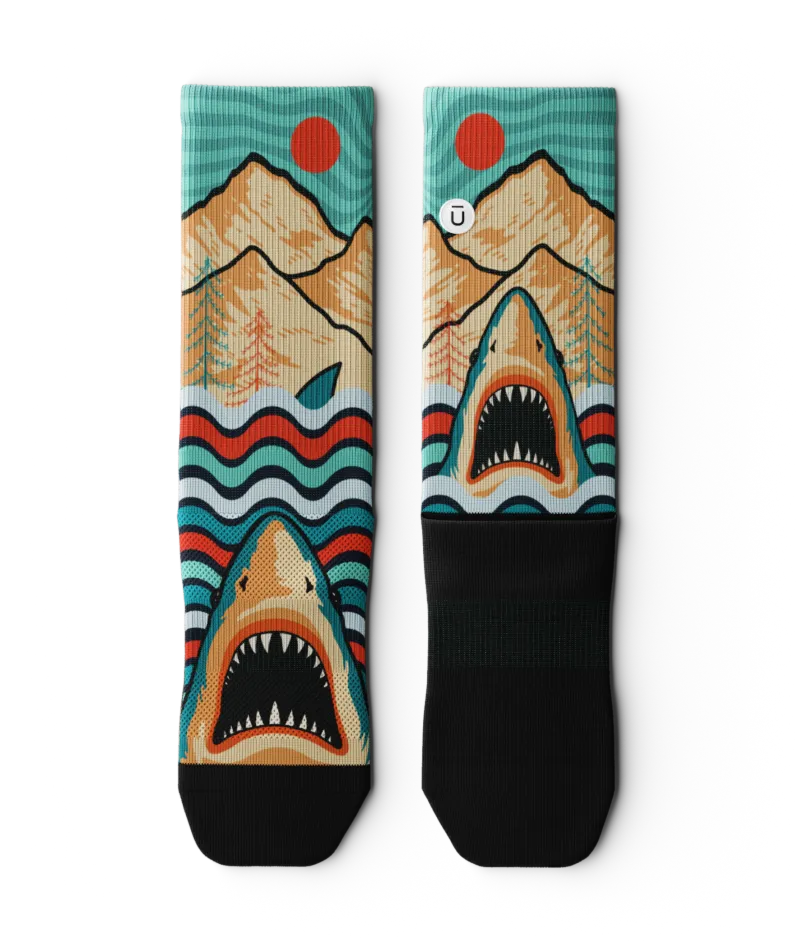 Retro Jaws Athletic Crew Socks