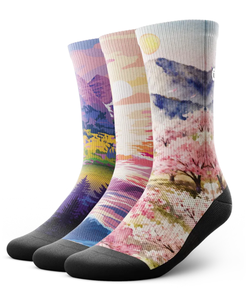 Sakura Sunrise Athletic Crew Socks 3-Pack