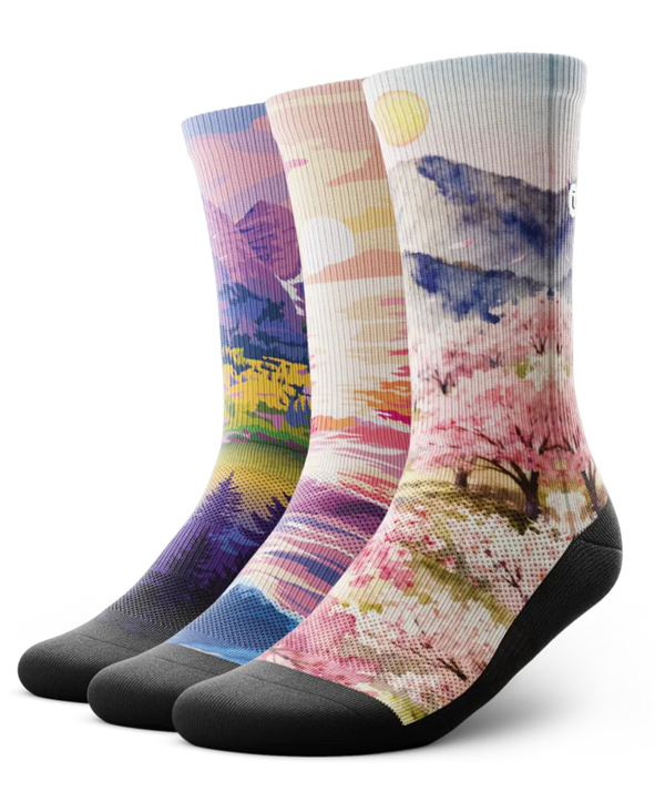 Sakura Sunrise Athletic Crew Socks 3-Pack