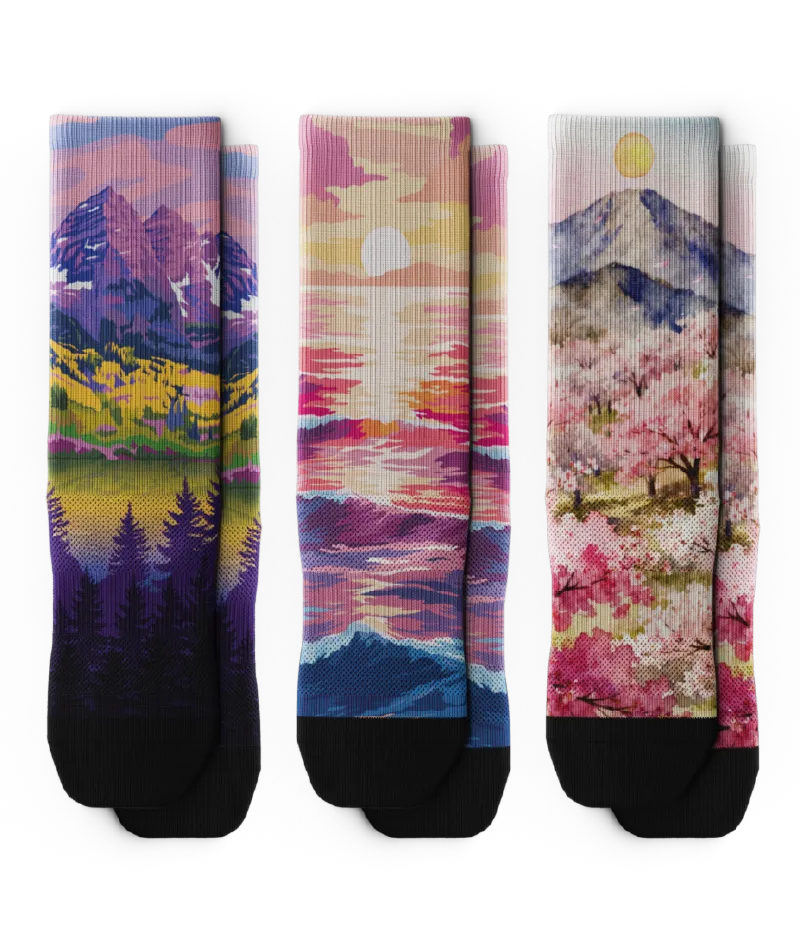 Sakura Sunrise Athletic Crew Socks 3-Pack