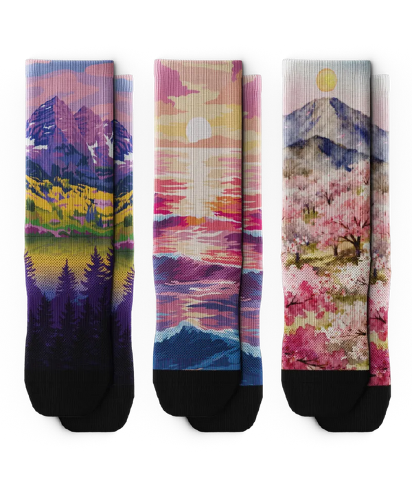 Sakura Sunrise Athletic Crew Socks 3-Pack
