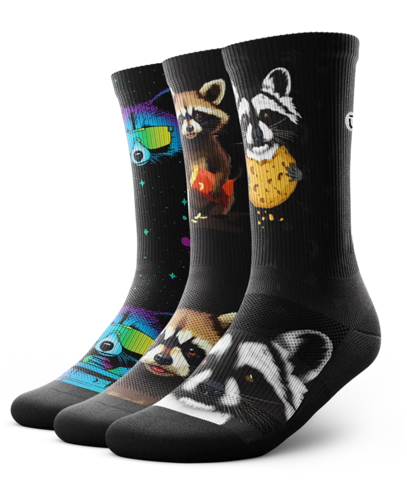 Trash Panda Athletic Crew Socks 3-Pack