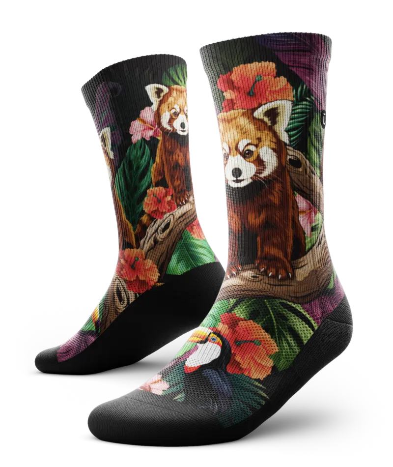 Tropical Panda Athletic Crew Socks