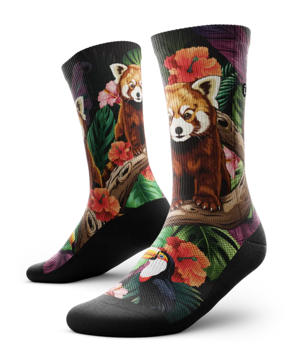 Tropical Panda Athletic Crew Socks