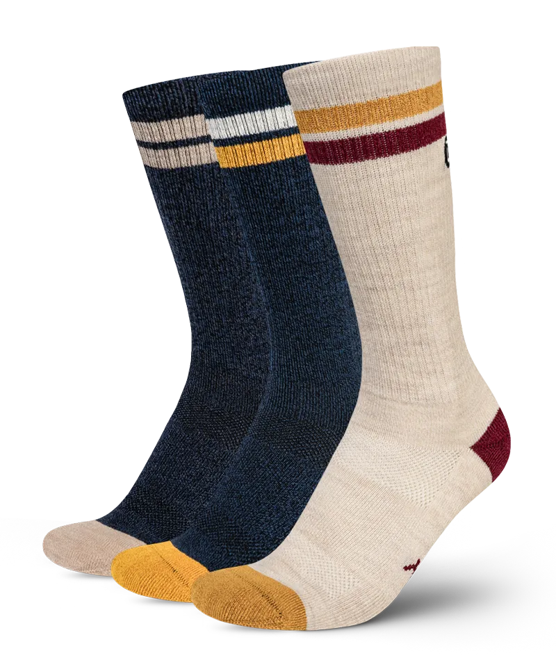 Wander Merino Wool Midweight Crew Socks 3-Pack
