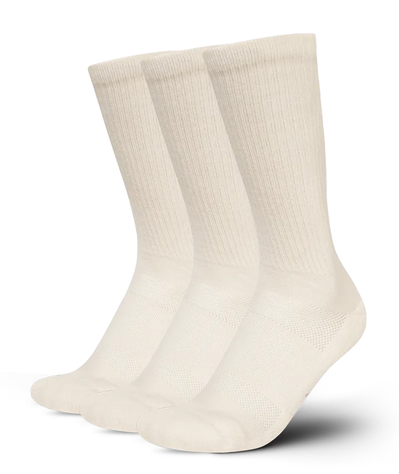 Flagship Off White Merino Wool Midweight Crew Socks 3-Pack