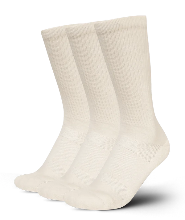 Flagship Off White Merino Wool Midweight Crew Socks 3-Pack