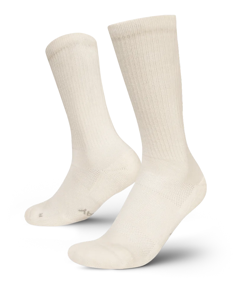 Flagship Off White Merino Wool Midweight Crew Socks
