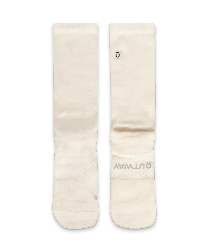 Flagship Off White Merino Wool Midweight Crew Socks